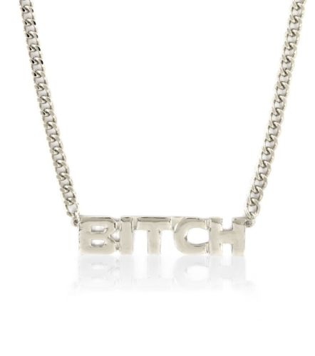 Silver Bitch Pendant Necklace Jewelry